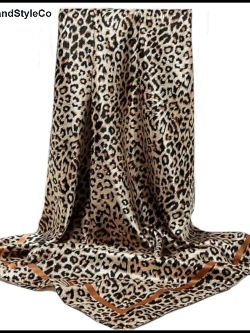 Large Satin Leopard Print Head Scarf Silk Feel Women Hair Neck Bandana Wrap